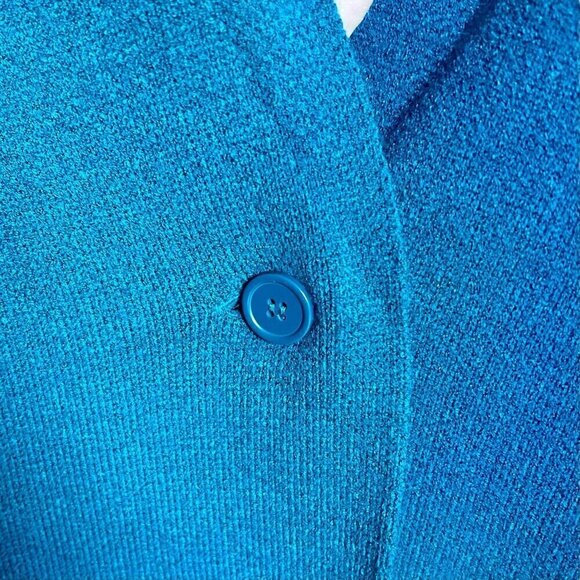 Liz Claiborne Cardigan Sweater Teal Long Lined One Button Closure Pockets XL - Picture 4 of 11